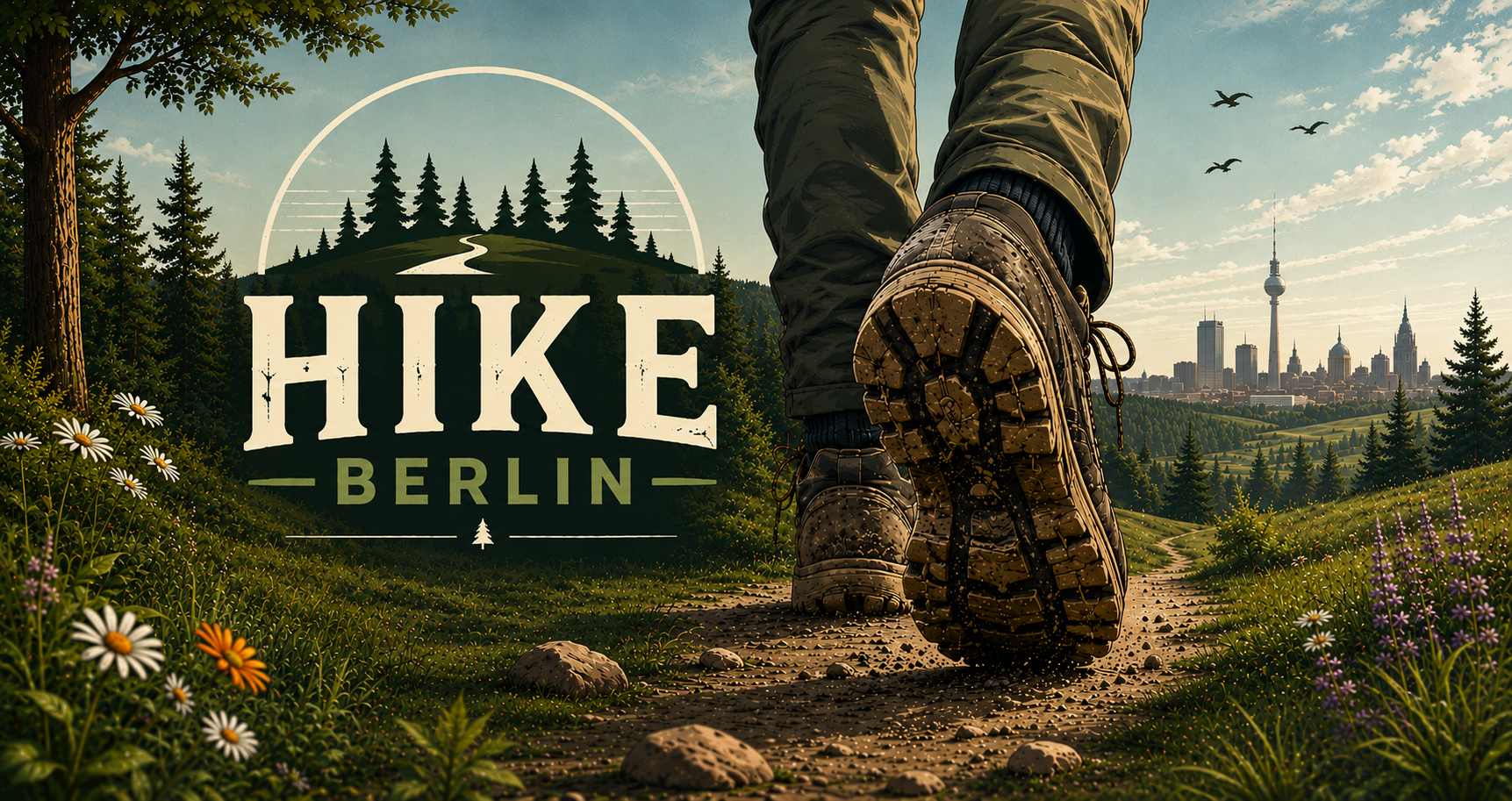 HIKE BERLIN hiking scene through forests, meadows and countryside